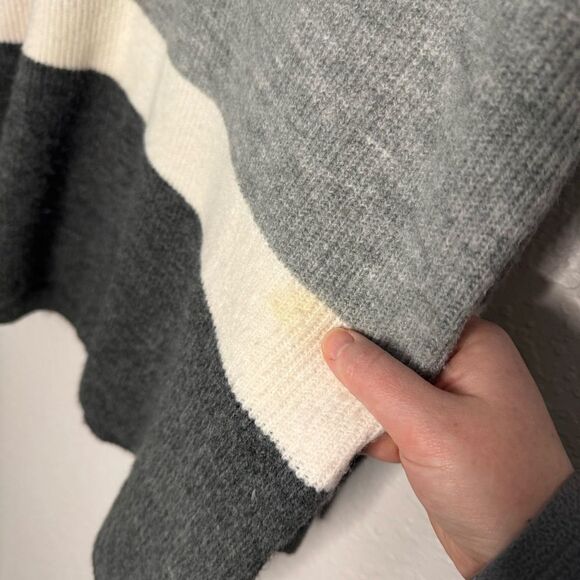 Loft Striped Zip Tunic Sweater Grey Long Sleeve Oversized Colorblock Size XXLP - Picture 8 of 12